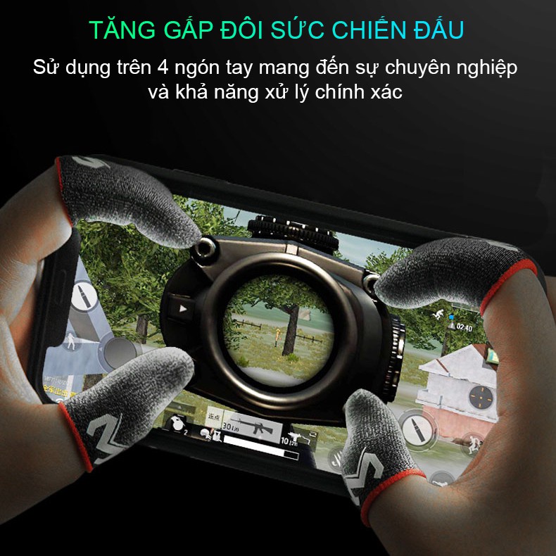 Bộ Bao tay chơi game Memo Shezi sợi bạc thủy tinh cao cấp, găng tay chơi game ff, liên quân, pubg trên điện thoại