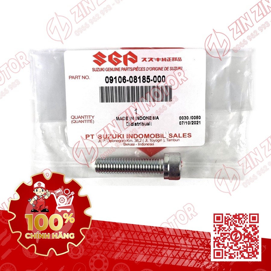 Ốc lục giác 8x32 bắt ghi đồng GSX R150 09106-08185-000 chính hãng Suzuki Indonesia