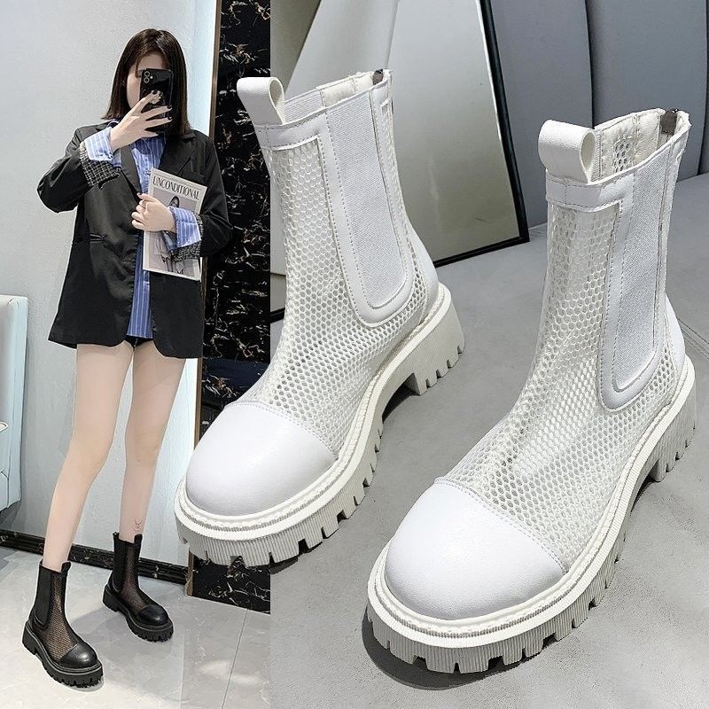 Mesh Dr. Martens Boots Female2021Summer Thin New Booties White Versatile Breathable Sandal Boots Women's Hollow-out Mesh Boots