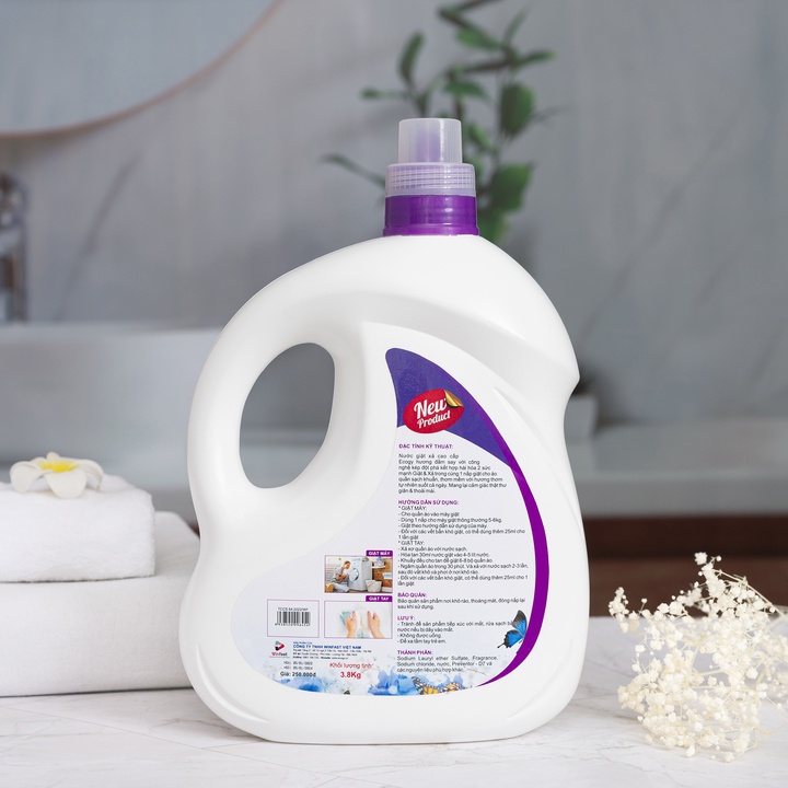 Nước giặt xả sinh học cao cấp 6 in 1 Ecogy 3,8kg hương thơm mát - đánh bay mọi vết bẩn