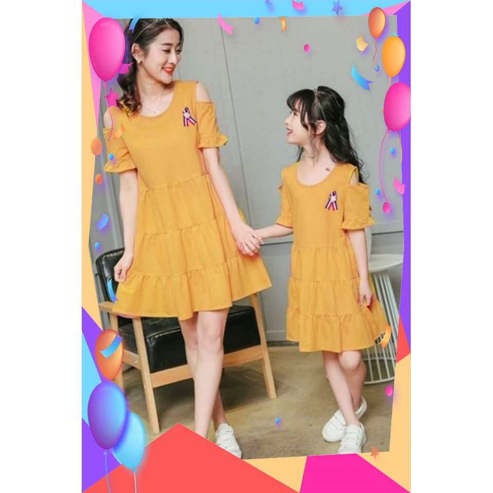 Shop Ngoc Trinh HCM - Đầm đôi mẹ bé tay trễ vai dáng xòe cao cấp-Sỉ Lẻ Mẫu bé-Siêu Hot Cam Kết Uy Tín