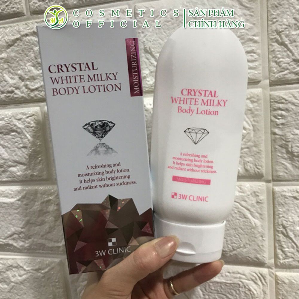 [CHUẨN AUTH] Kem dưỡng trắng da toàn thân 3W Clinic Crystal White Milky Body Lotion - nhập khẩu chính hãng