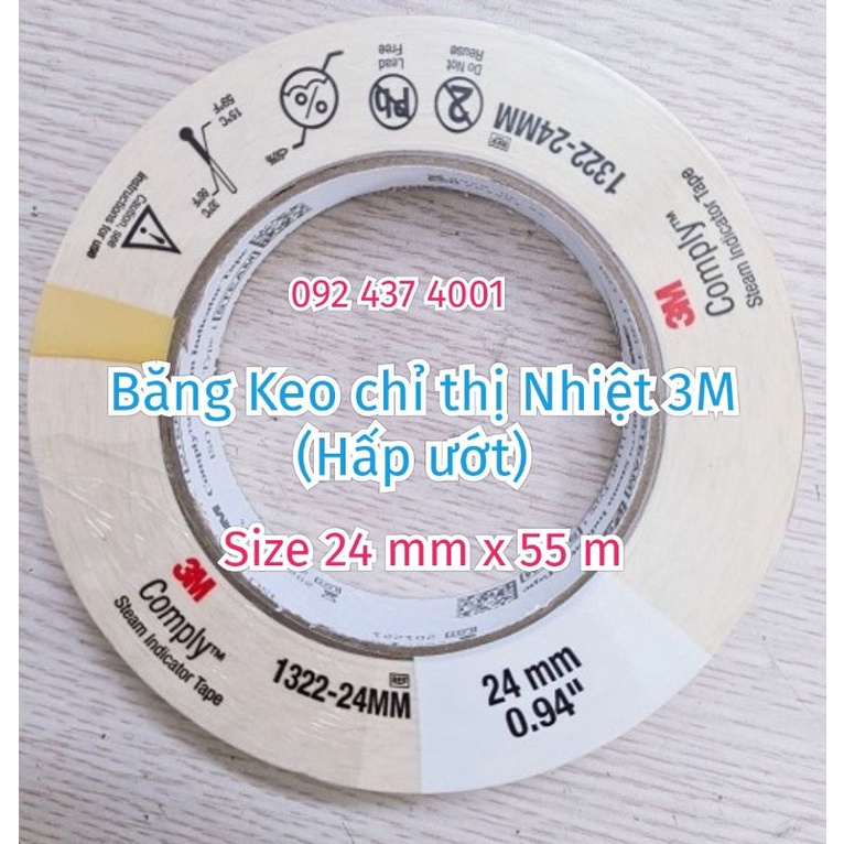 Băng keo Chỉ thị Nhiệt 3M , Size 12 mm hoặc 24 mm.