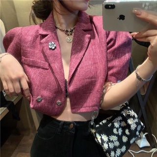 [Có ảnh thật] Áo croptop dạ cổ vest phong cách vintage style Hàn Quốc