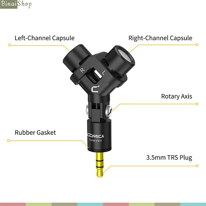 [Mã ELHACE giảm 4% đơn 300K] Comica CVM-VS10 - Micro Shotgun Thu Âm Stereo Cho GoPro, DSLR Camera