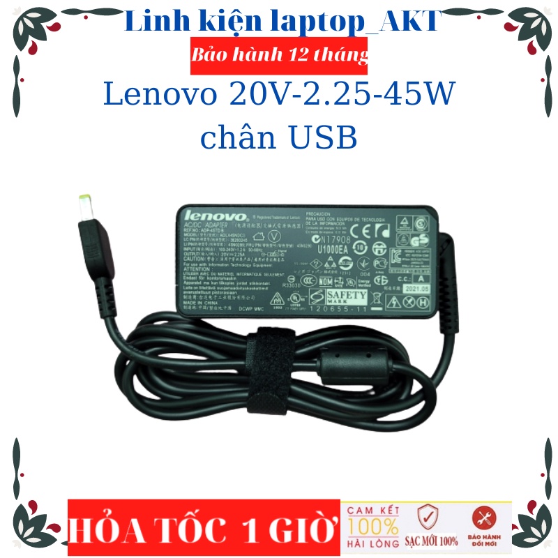 Sạc Laptop Lenovo 20V-2.25A-45W-ZIN chân vuông USB Lenovo G40 G40-30 G40-70 ThinkPad T460 T470 ThinkPad X1