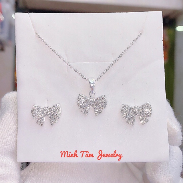 Bông tai bạc ta hình nơ,Bông tai nơ bạc ta-Minh Tâm Jewelry