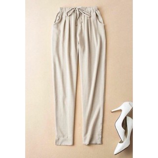 Quần baggy cạp chun chất đũi lụa