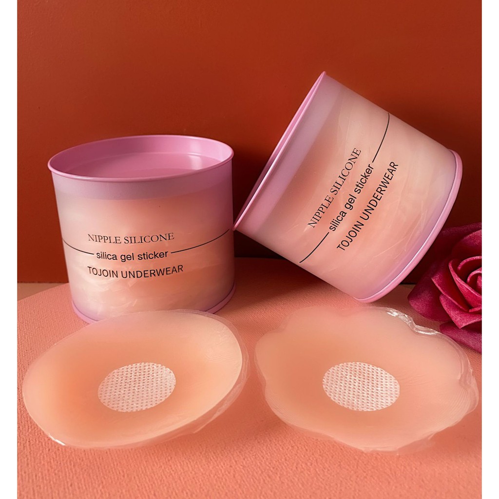 Flashsale Miếng dán ngực Silicone siêu mỏng siêu nhẹ siêu dính - Hộp Hồng có 10 miếng dán