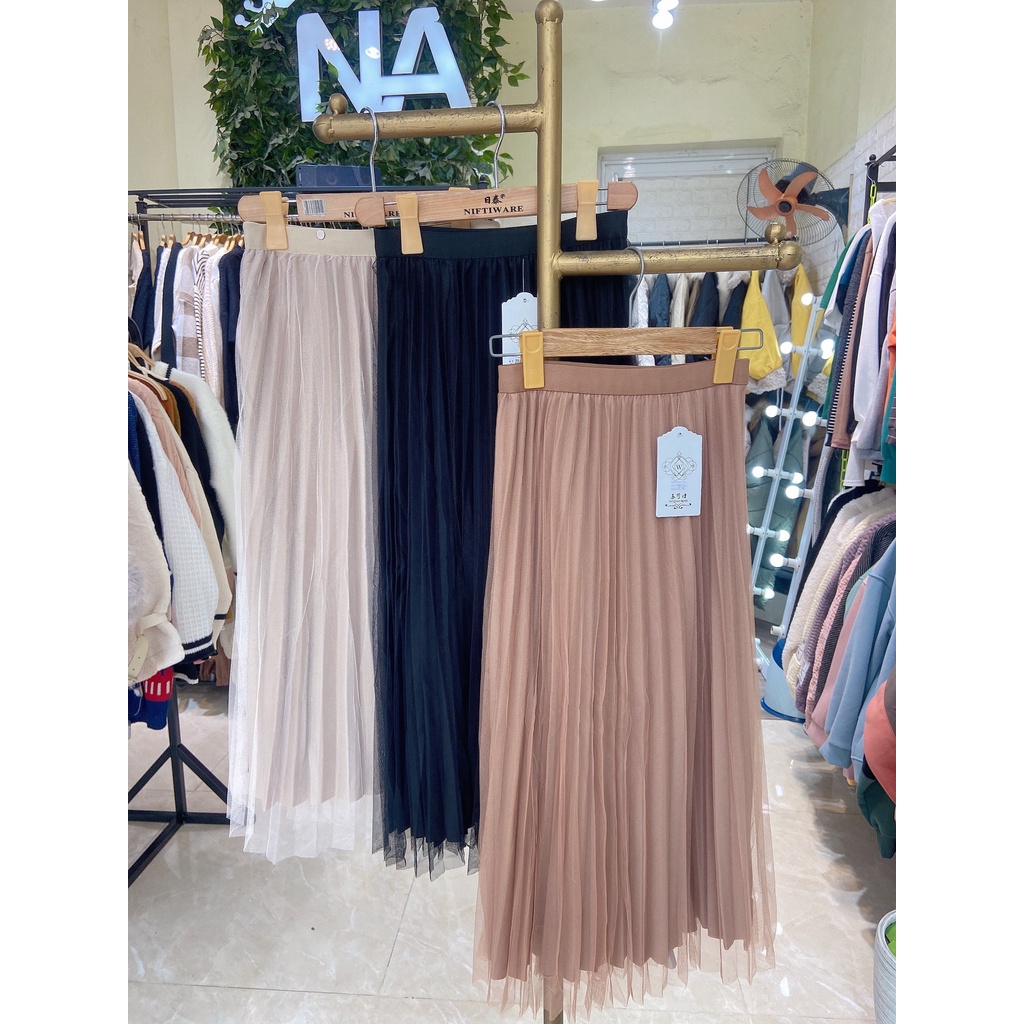 Chân váy xếp li dài pha voan | BigBuy360 - bigbuy360.vn