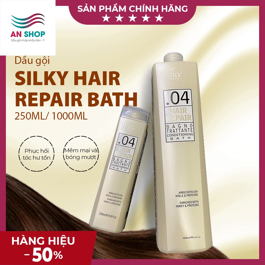 Dầu gội đầu phục hồi tóc hư tổn khô xơ dưỡng mượt argan chăm sóc tóc gàu ngứa gầu tóc nhuộm uốn tẩy Silky Hair Repair