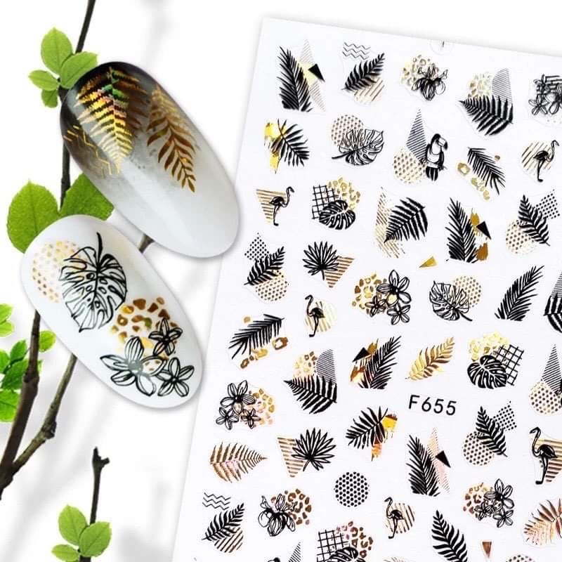 Hình dán lá nhiều kiểu trang trí Nail