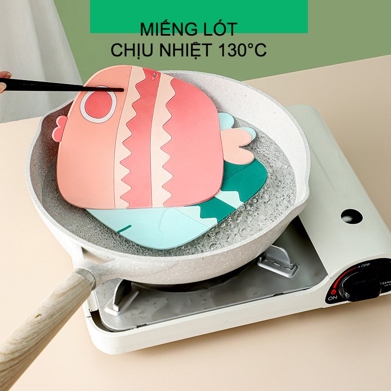 Miếng lót nồi/ lót cốc cách nhiệt Happy Fish - tấm lót bàn hoạt hình xinh xắn dễ thương đa dạng nhiều màu sắc