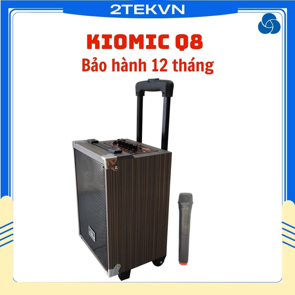 Loa kẹo kéo di động Kiomic Q8 thùng gỗ chính hãng, tặng kèm micro không dây