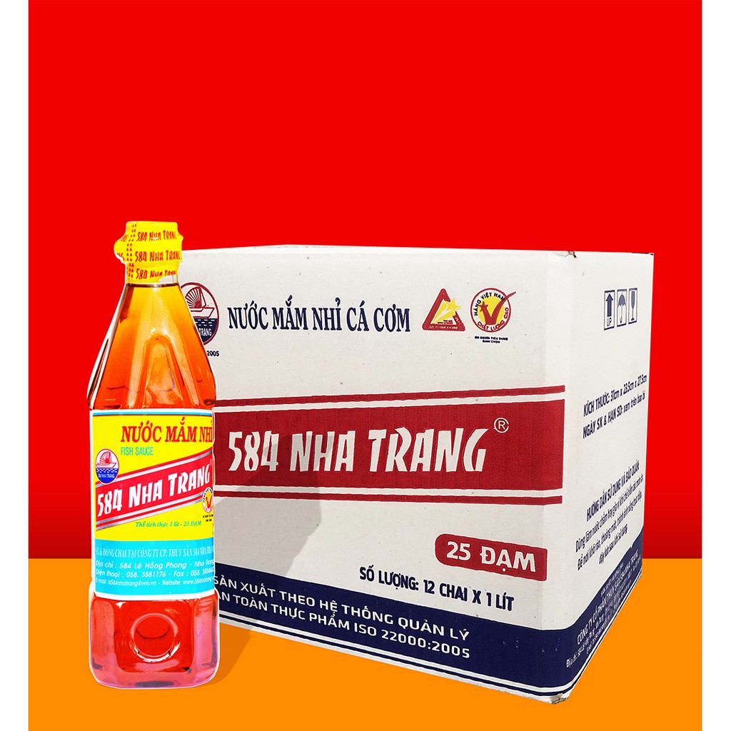 1 Lít Nước mắm Nhỉ Cá cơm - 584 Nha Trang - Loại 25 độ đạm, Date mới nhất