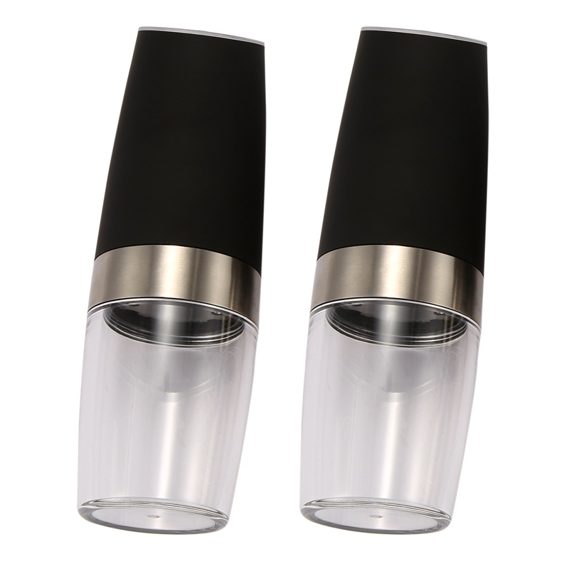 Set 2 Lọ Xay Tiêu / Muối Tiêu Điện Tử Tự Động Có Đèn LED Điều Chỉnh Được Màu Đen