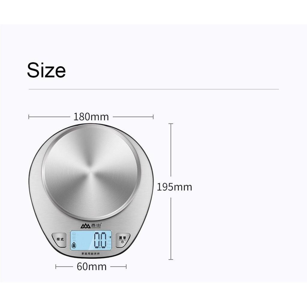 Cân nhà bếp điện tử SENSSUN EK518 Vỏ inox tối đa 5Kg tiện lợi chính hãng Xiaomi-Youpin phân phối - Minh Tín Shop