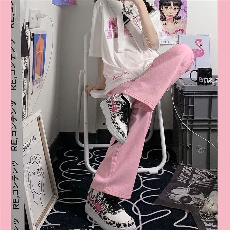 Quần Jeans Hồng Ống Rộng Siêu Cưng
