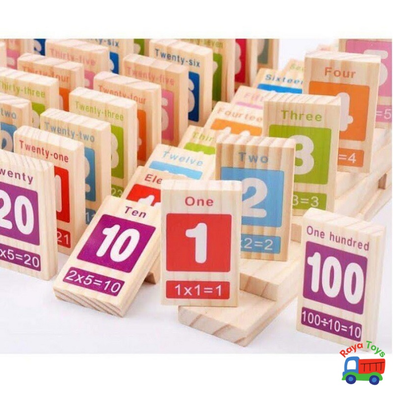 Đồ chơi gỗ thông minh cho bé bộ domino 100 số học toán tiếng anh và xếp hình sáng tạo Montessori, quà tặng sinh nhật