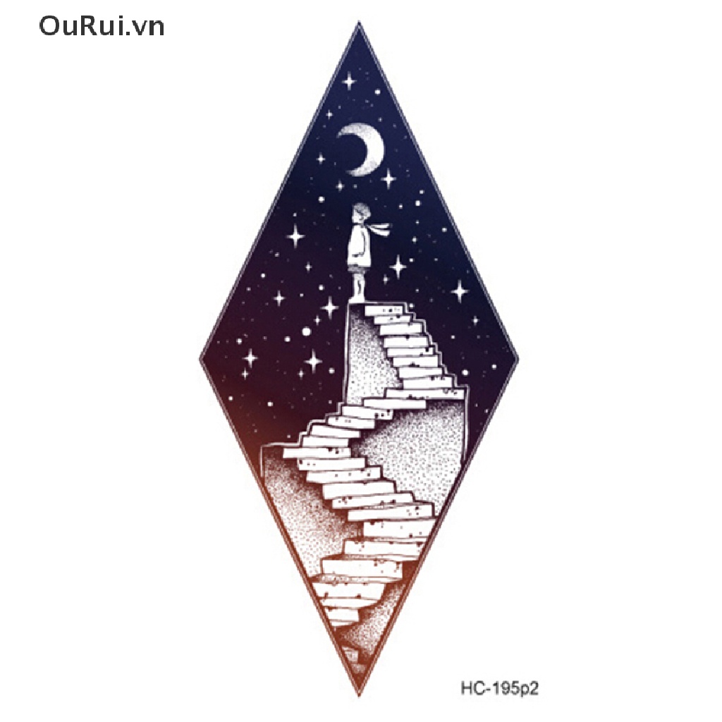 Hình Xăm Dán Tạm Thời Hình Hành Tinh Mặt Trăng Núi Halloween