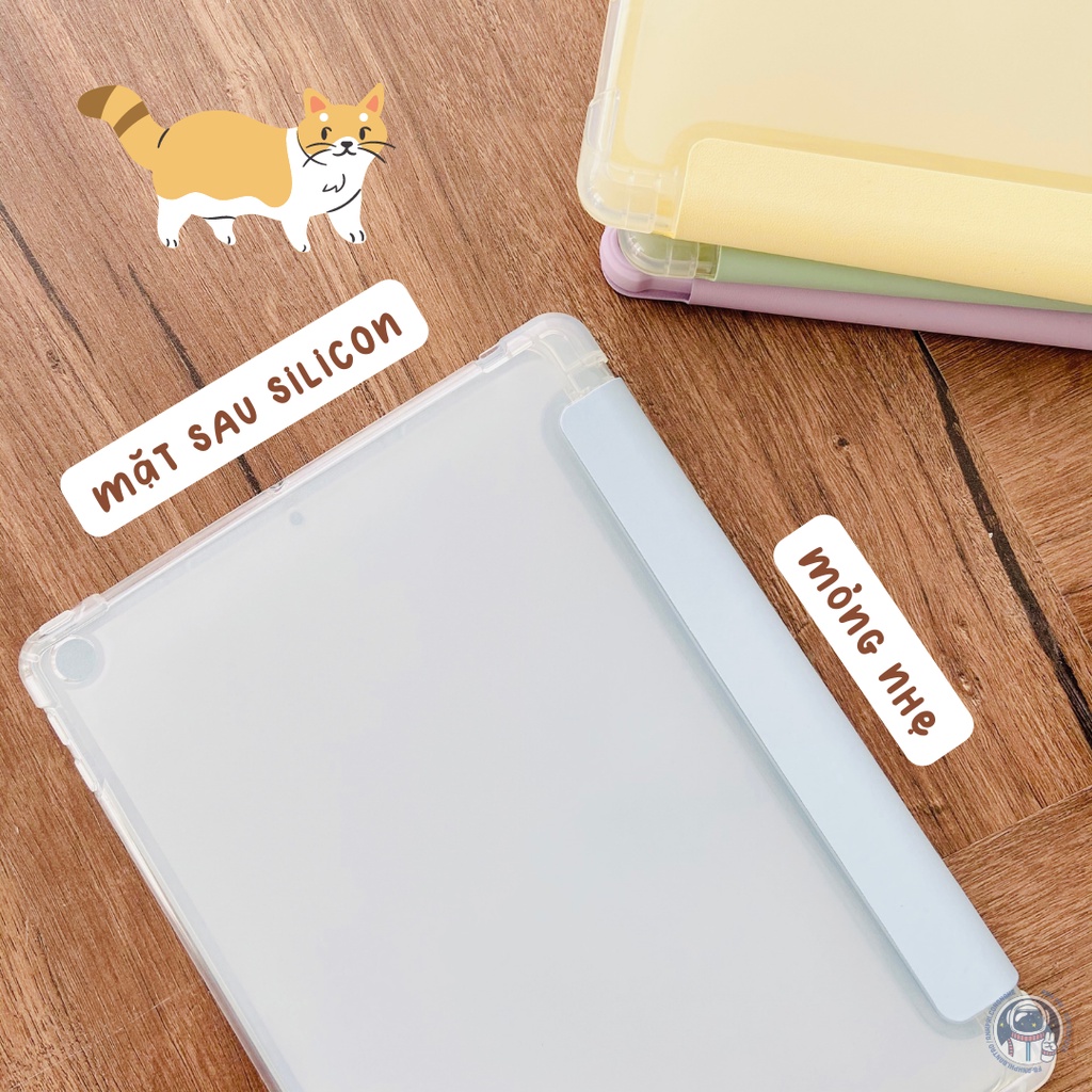 [Tặng Sticker] Ốp Bao Da Máy Tính Bảng Nhiều Màu Mặt Sau Trong Suốt