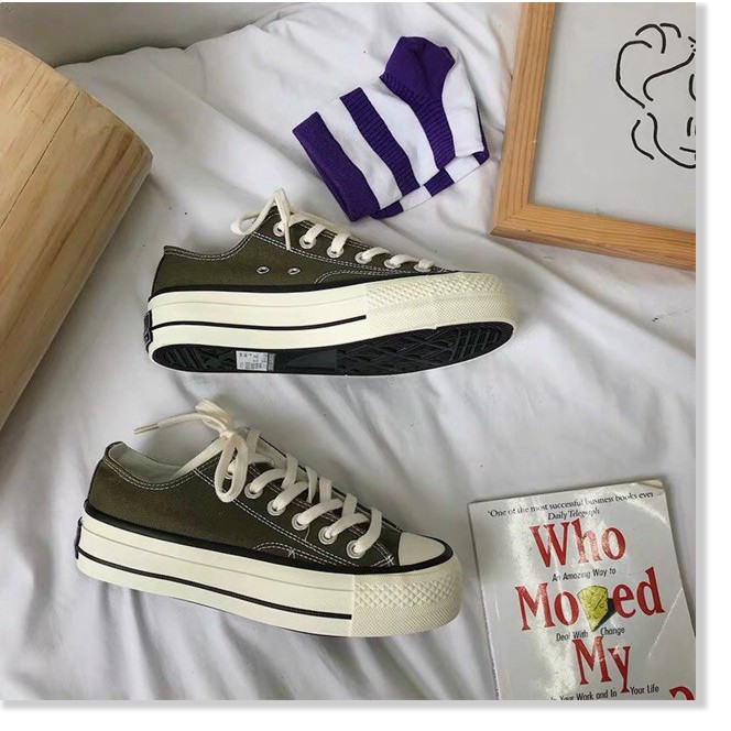 Đồng giá 100k toàn shop - (Sẵn xanh rêu, sz 40) Giày ulzzang dáng CV đế cao 3cm (ảnh thật phía cuối)