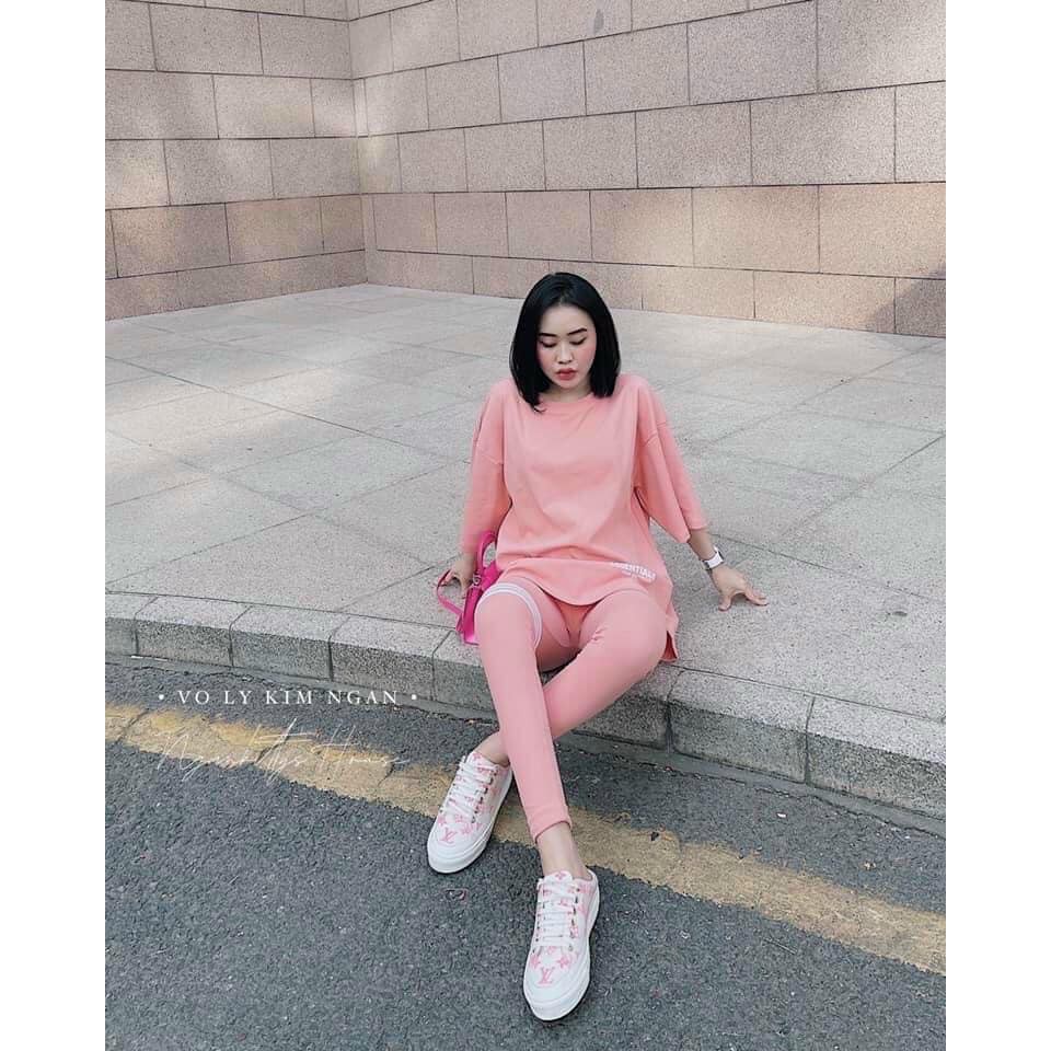 Bộ cotton áo rộng + quần sọc đùi ( kèm ảnh thật, video ) | BigBuy360 - bigbuy360.vn