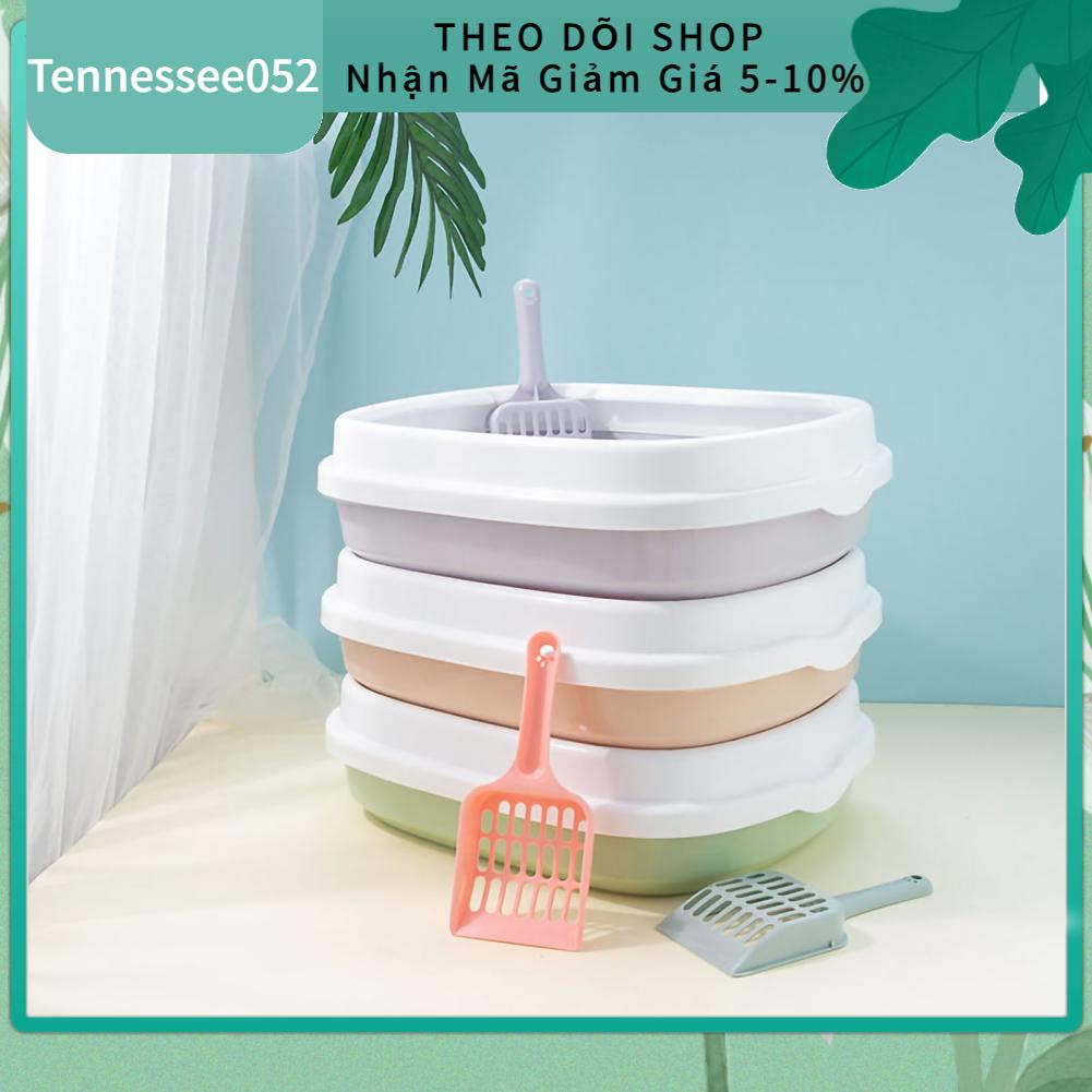 Tennessee052 Cat Litter Pan Không gian rộng lớn Khả năng chống tia nước bắn dày đặc Chậu phân mèo bán kín với Xẻng cho