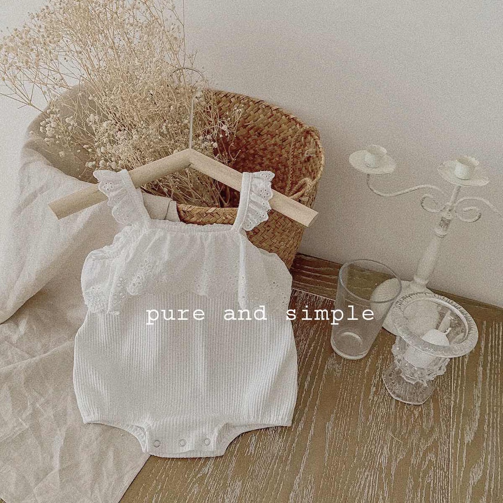 Áo Liền Quần Hai Dây Bằng Cotton Màu Trắng Dành Cho Bé Gái 0-24 Tháng Tuổi