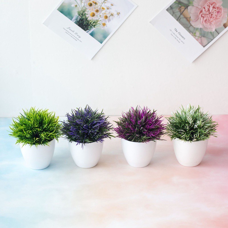 Chậu cây lá kiểng giả để bàn trang trí nhiều màu sắc đẹp mắt cây cảnh giả trang trí nhà chậu hoa giả để bàn cây giả trang trí nhà