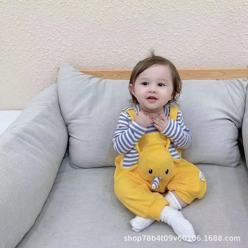 Bộ Áo Liền Quần Tay Dài Bằng Cotton In Họa Tiết Động Vật Dễ Thương Thời Trang Mùa Thu Cho Bé Trai Và Gái 0-2 Tuổi