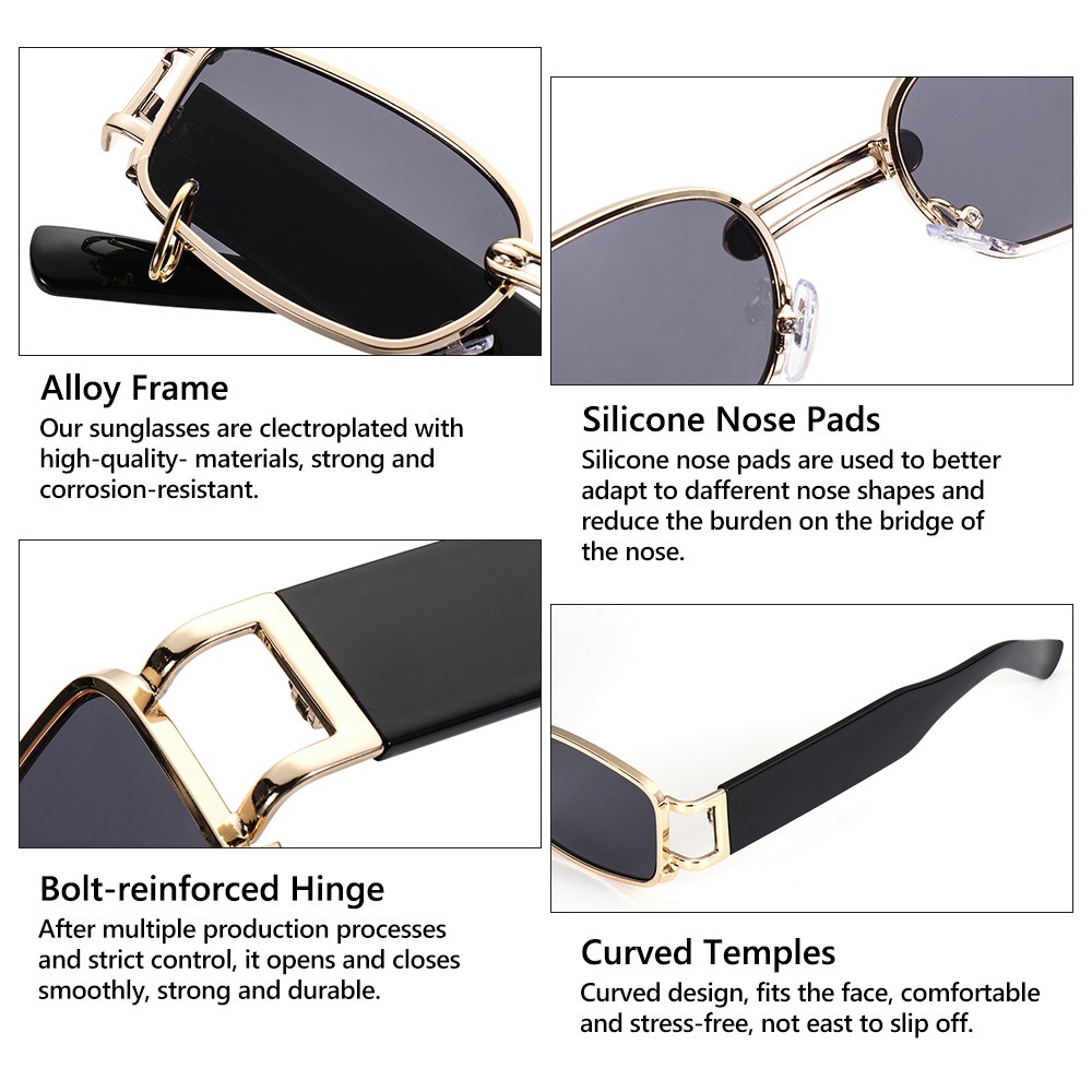 Kính Mát Gọng Chữ Nhật Nhỏ Bằng Kim Loại Chống Tia Uv400 Phong Cách Punk Cổ Điển Thời Trang Cho Nữ | BigBuy360 - bigbuy360.vn