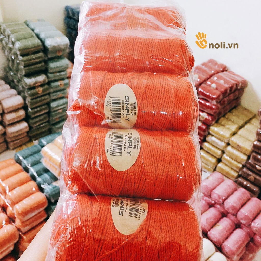 Sợi simply Craft yarn VN móc túi xách, túi tote, mũ nón lên dáng cứng cáp, chắc chắn, màu sắc mộc mạc, tự nhiên 100g