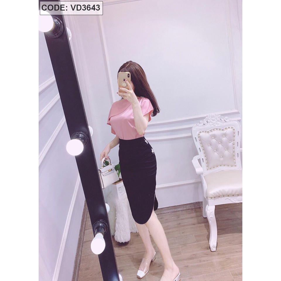Đầm công sở💕FREESHIP💕Đầm công sở Set Áo Hồng Phối Chân Váy Body Đẹp ( có hình thật) | BigBuy360 - bigbuy360.vn