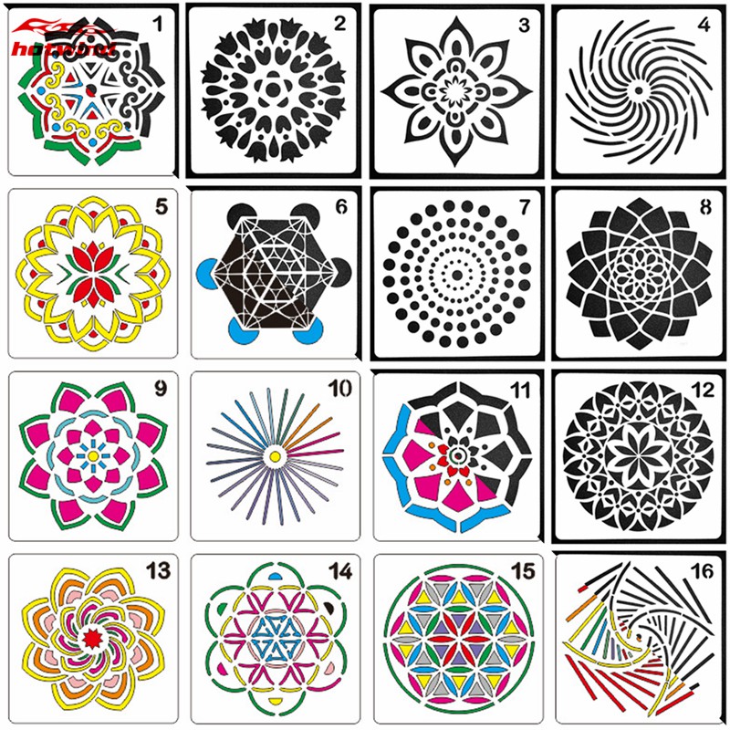 Khuôn vẽ trang trí DIY họa tiết mandala xếp lớp có thể tái sử dụng