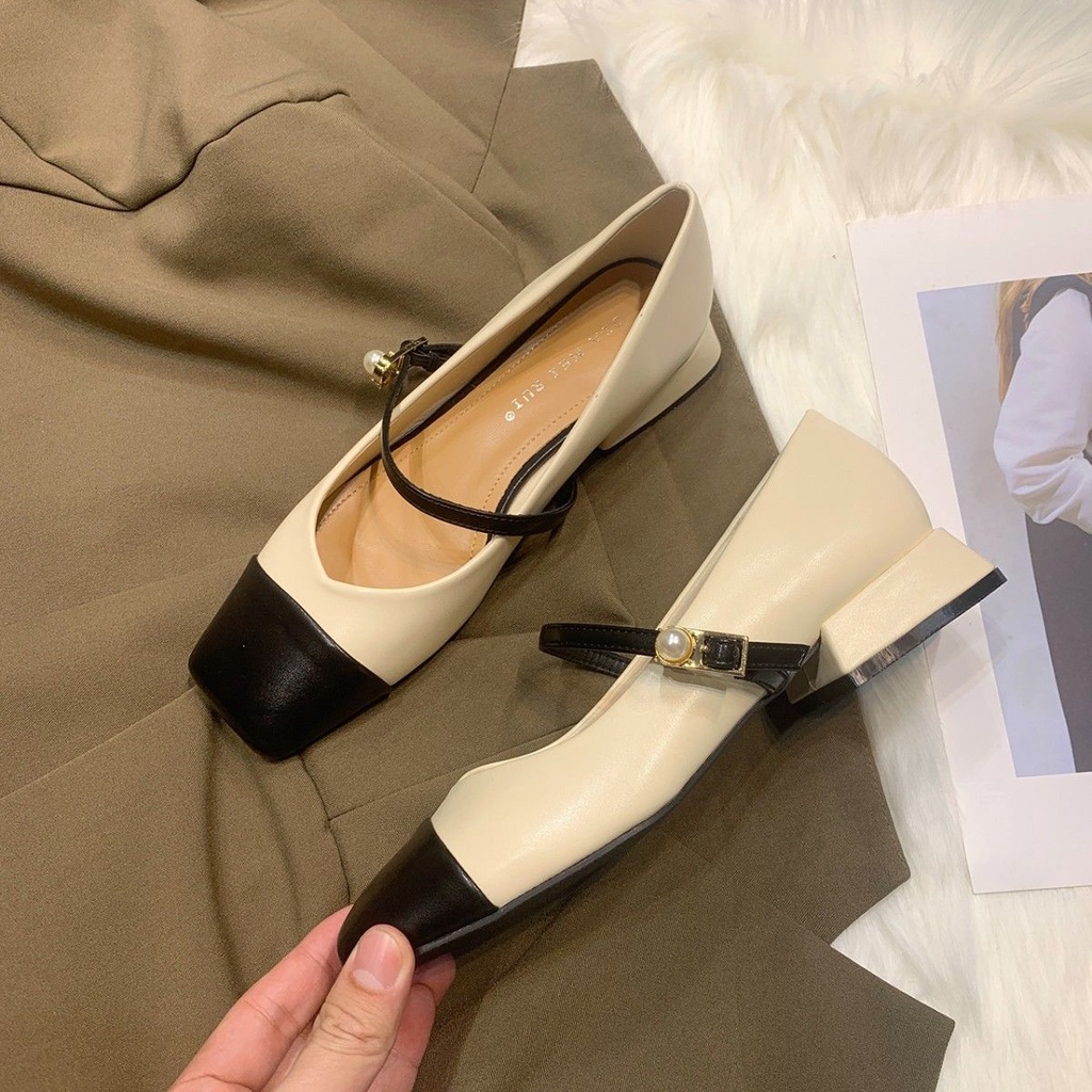 Giày Búp Bê Mũi Vuông Đế Mềm Thiết Kế Đơn Giản Phong Cách Retro Thời Trang Cho Nữ