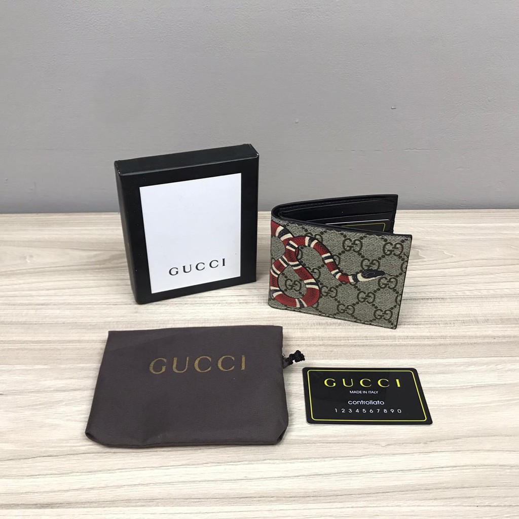 Ví Gucci Gập Đôi In Hình Rắn / Ong / Hổ Cá Tính Cho Nam