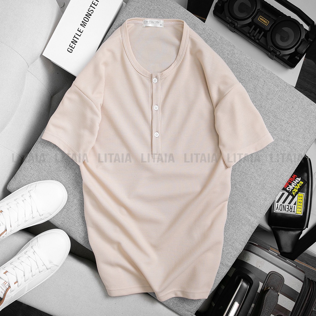 Áo thun nam cổ tròn chất cotton tổ ong Hàn cao cấp hàng hiệu Litaia Áo phông nam mặc mát mẫu hot ATB