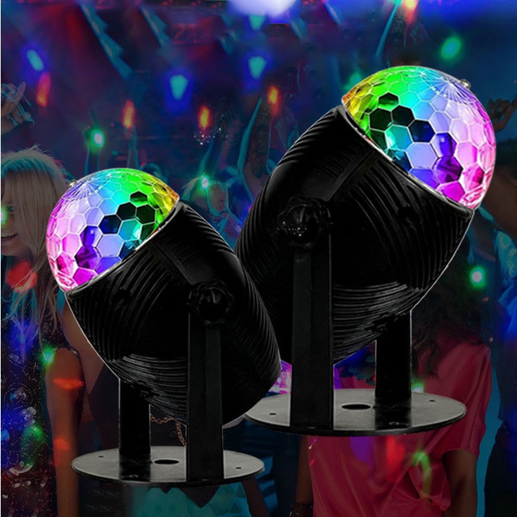 Đèn Led Vũ Trường Xoay Pha Lê 7 Màu Xoay 360 Độ
