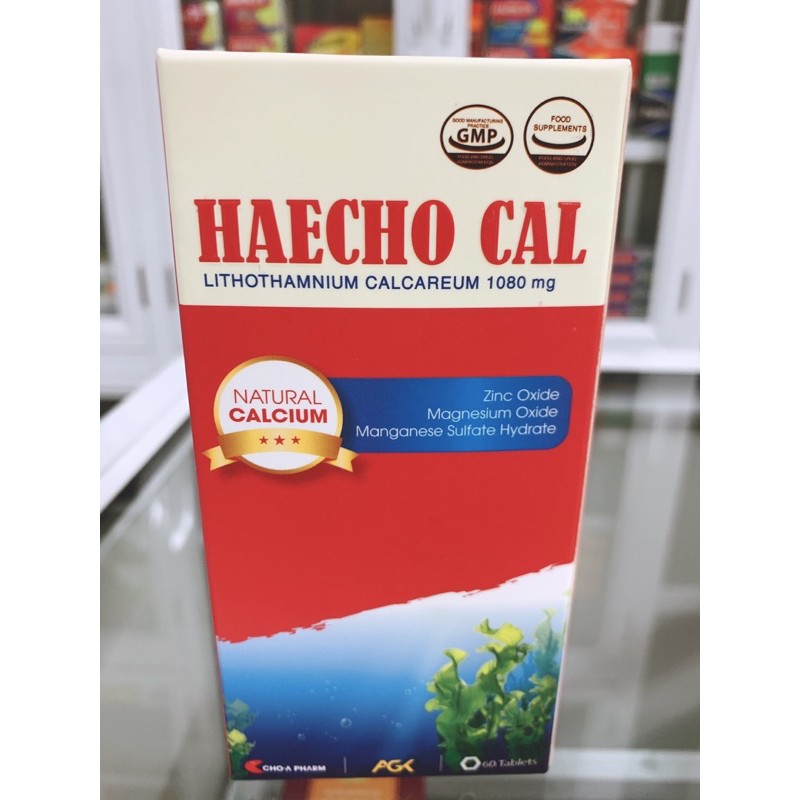 Chính hãng HAECHO CAL Canxi tảo biển Hàn Quốc- Bổ sung Vitamin D3, xương chắc / Lọ 60 viên AGK