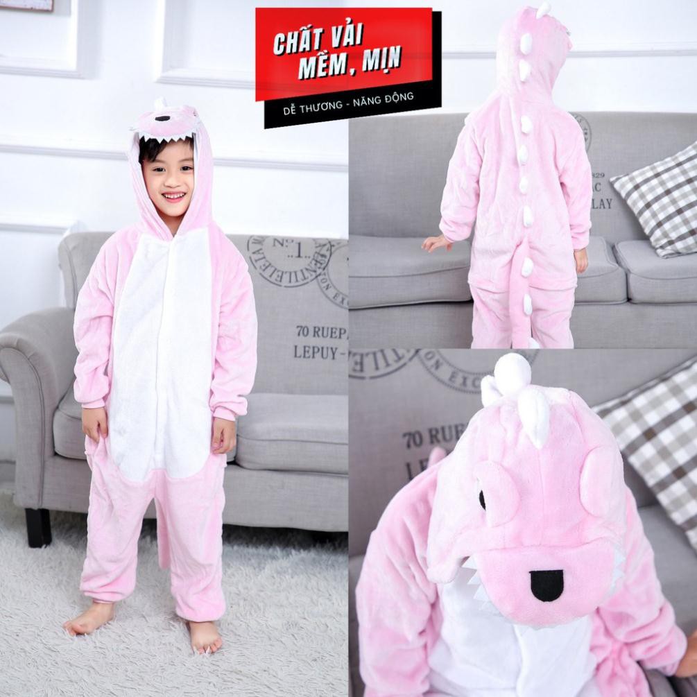 Đồ Ngủ Thú Bộ Đồ Khủng Long Hồng Liền Thân Hình Thú Cho Trẻ Em Bộ Quần Áo Khủng Long Trẻ em Mềm Mịn - hipsstore