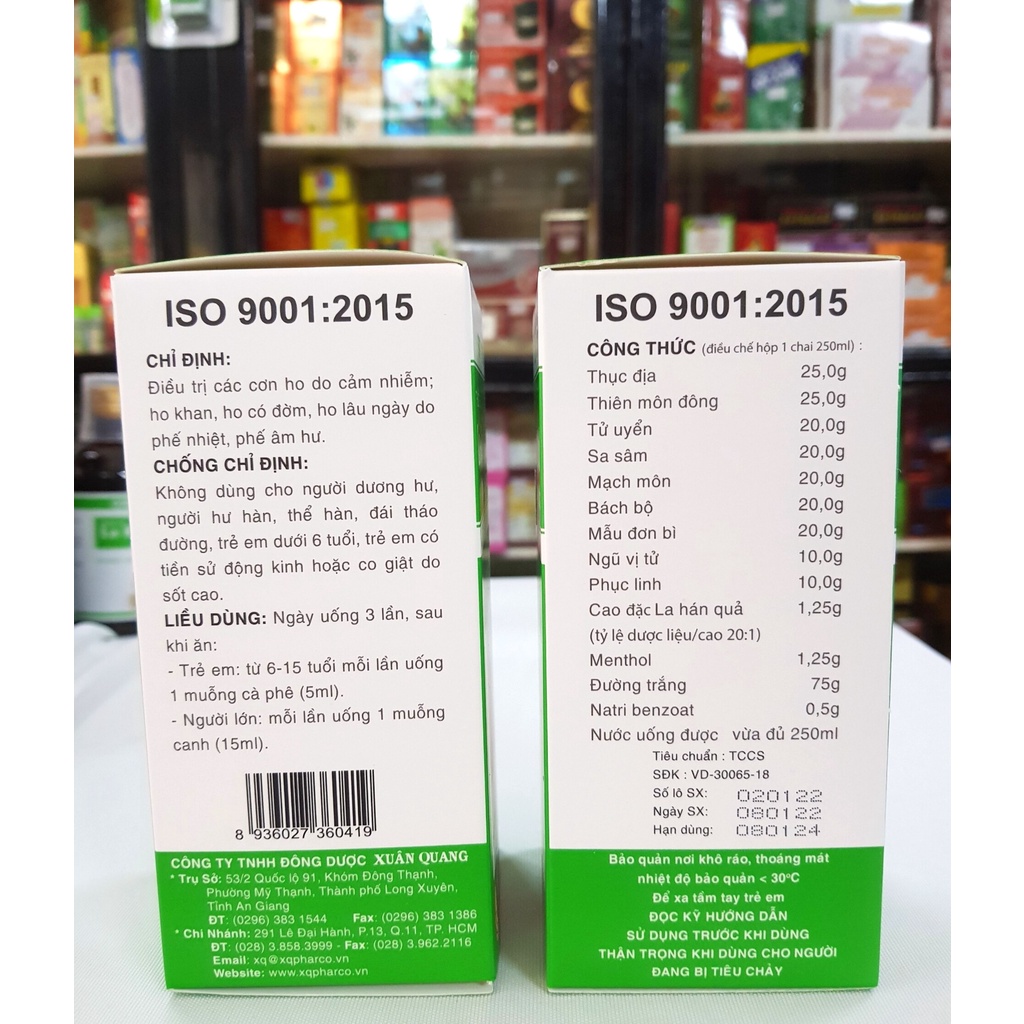 Siro Ho La Hán Quả Xuân Quang, chai 250ml, hỗ trợ người bị ho gió, ho khan, ho lâu ngày, tiêu đờm, viêm phổi mãn tính..