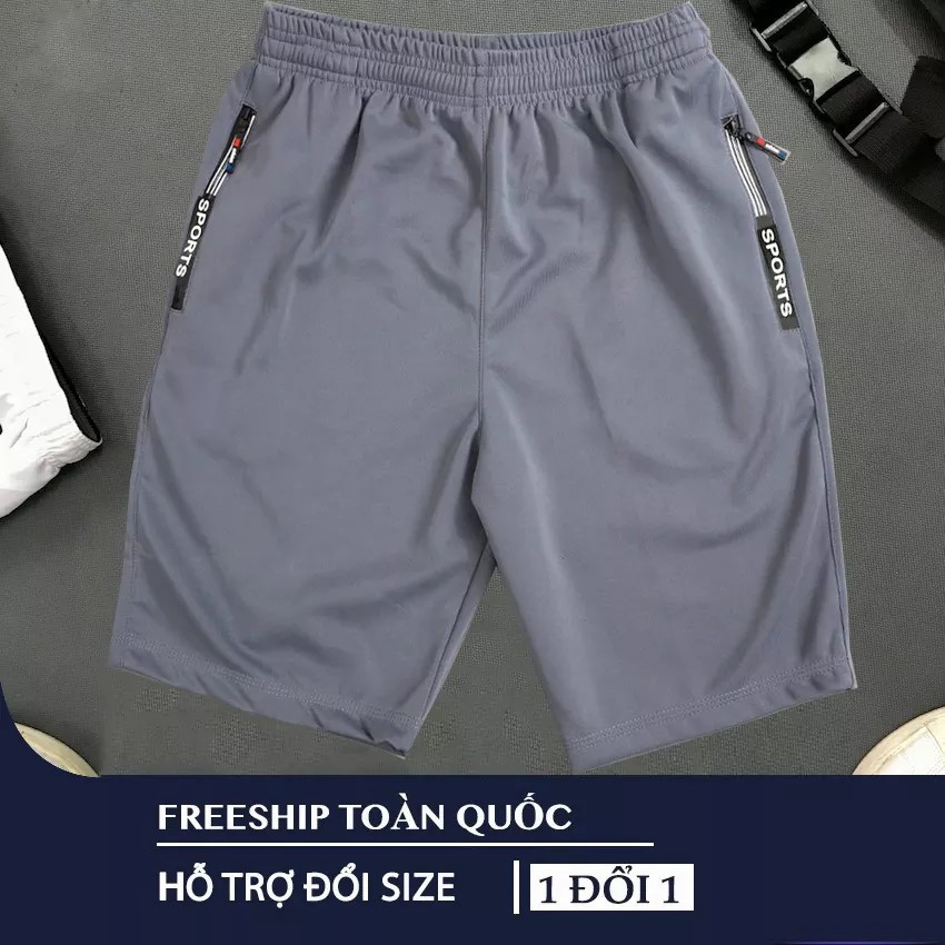 Quần đùi nam 𝗥𝗘𝗘𝗕𝗢𝗞 &amp; 𝐒𝐏𝐎𝐑𝐓 chất vải thun lạnh thể thao 2 túi khóa kéo vải dày dặn mềm mịn co dãn 4 chiều - QSTT013
