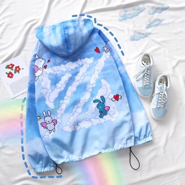 Áo Jacket Dù 3D Nút Bấm The Zed Pastel Icon Dây Rút Ảnh Thật