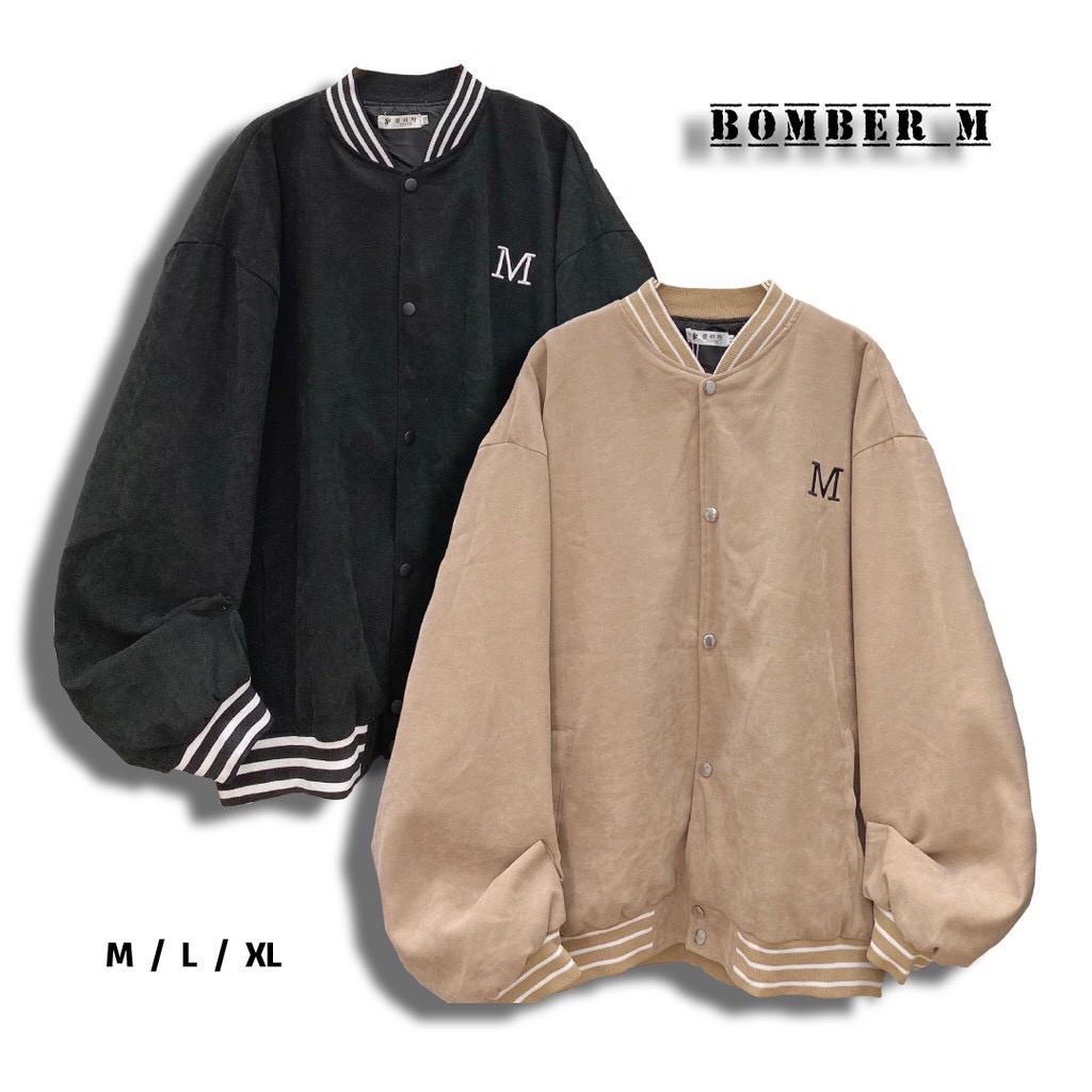 Áo Khoác Bomber Thêu M Form Unisex, Áo Khoác Nam Nữ Nỉ Ngoại Dày Dặn