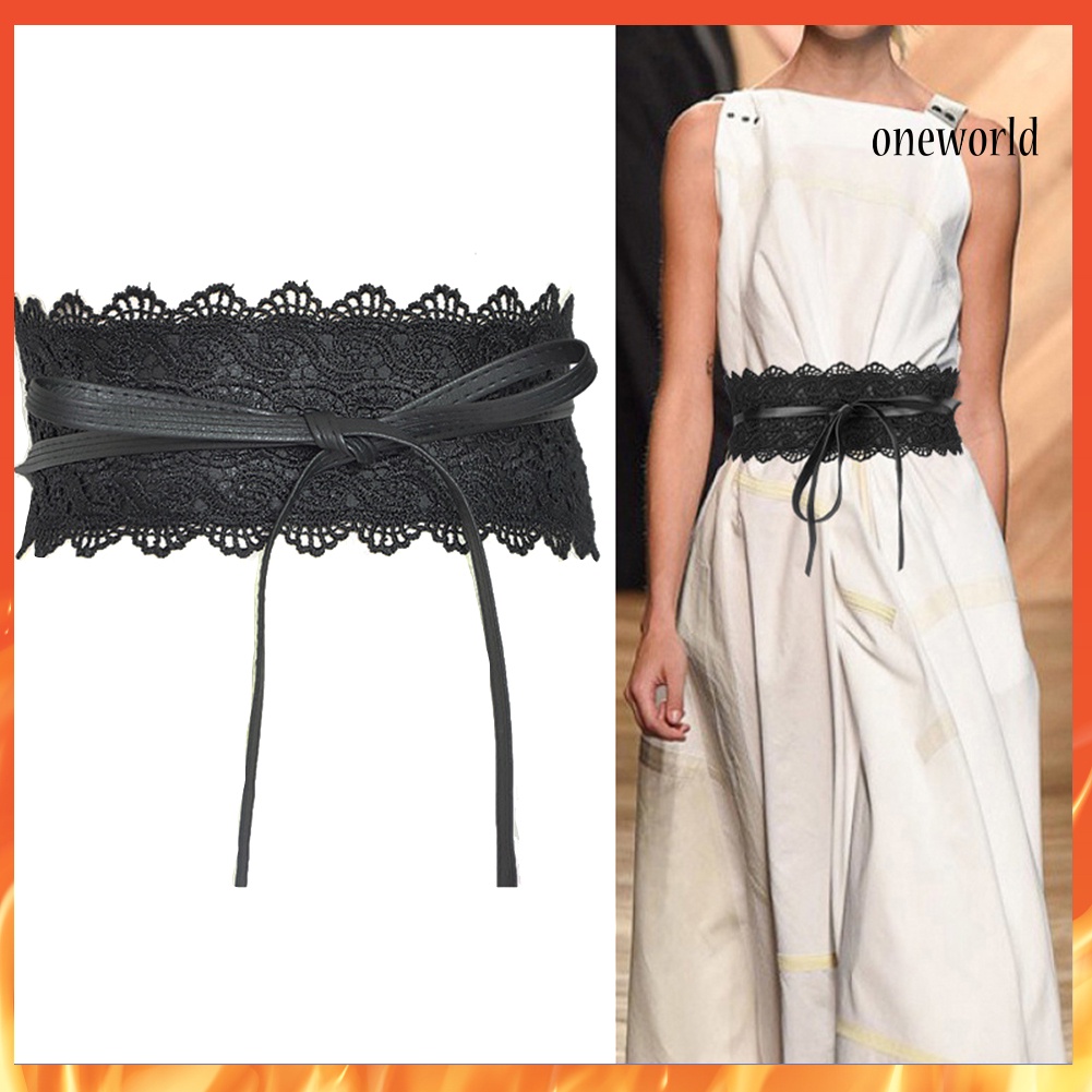 Thắt Lưng Bản Rộng Phối Ren Thời Trang Cho Nữ