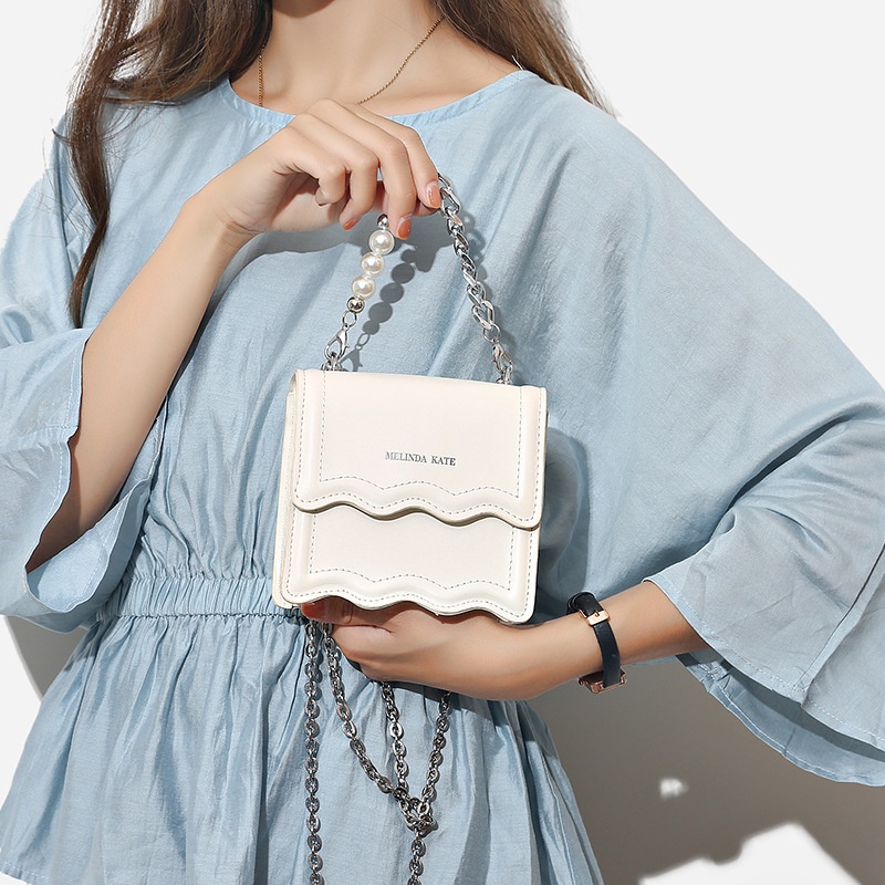 Túi Đeo Chéo Mini Hình Vuông Đính Ngọc Trai Thời Trang Hàng Mới Cho Nữ