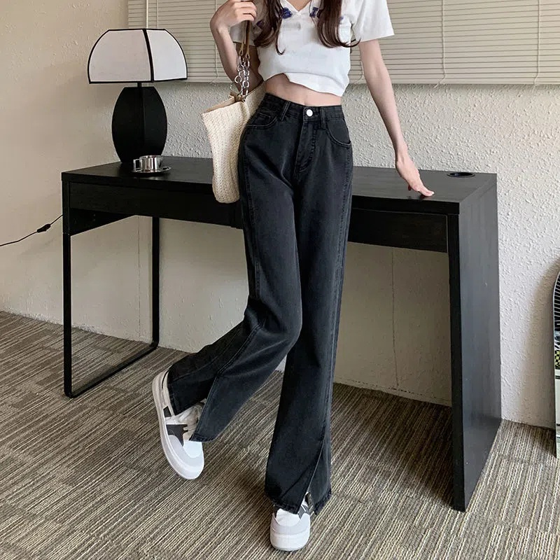 Quần Jeans Nữ Lưng Cao Ống Rộng Thời Trang Hàn Quốc