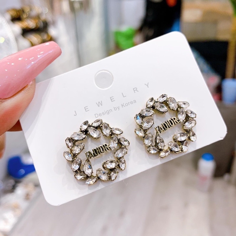Khuyên tai nữ thương hiệu cao cấp, bông tai chân bạc 925