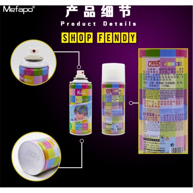 Xịt Nhuộm Tóc Tạm Thời Kingyes 120ml/chai Màu Trắng cá tính
